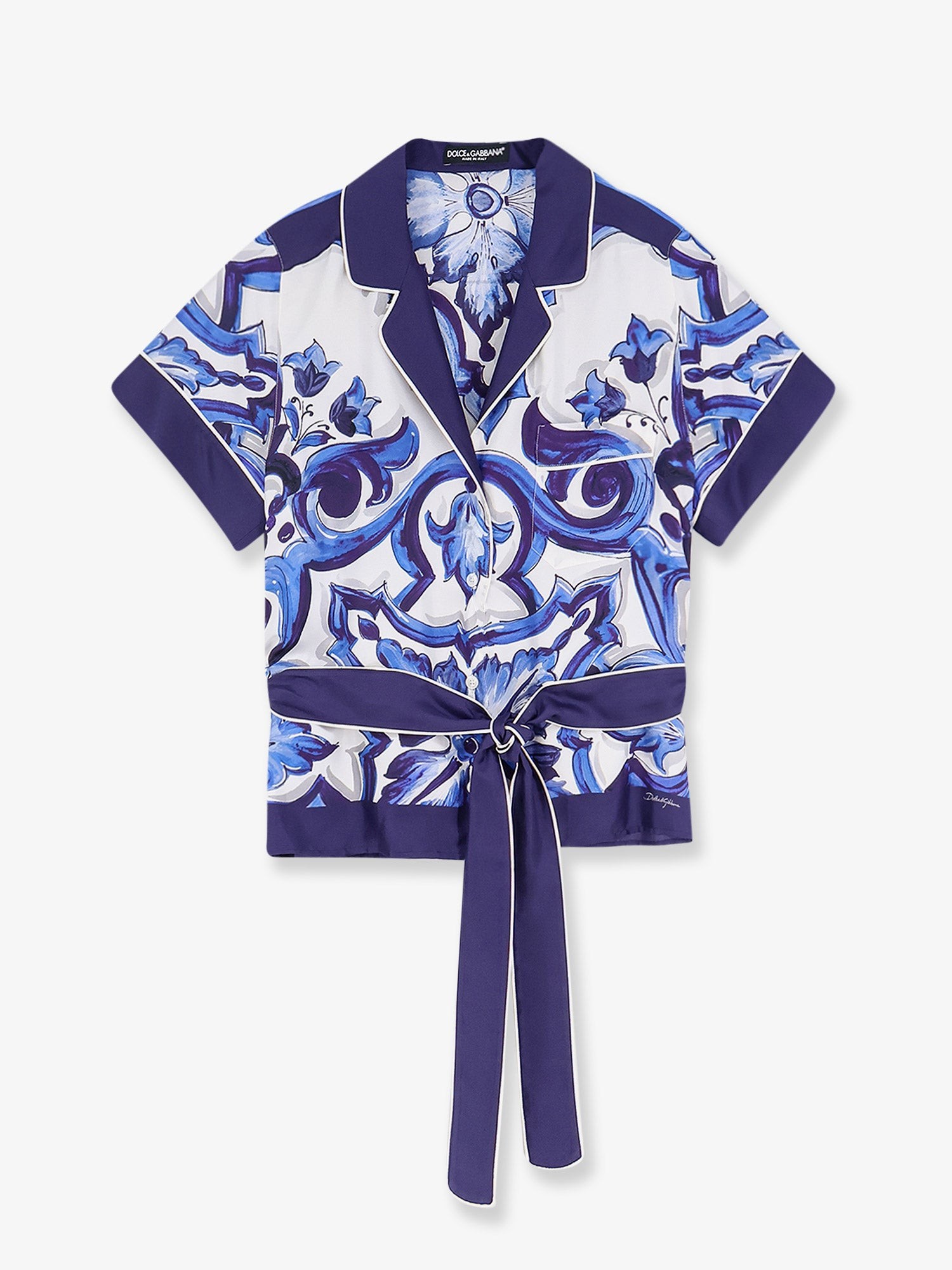 Dolce & Gabbana Silk Shirt With Maiolica Print