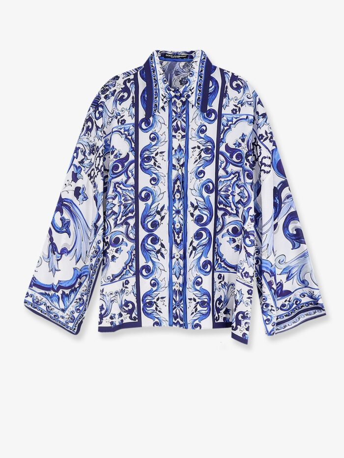 Dolce & Gabbana Silk Shirt With Maiolica Print