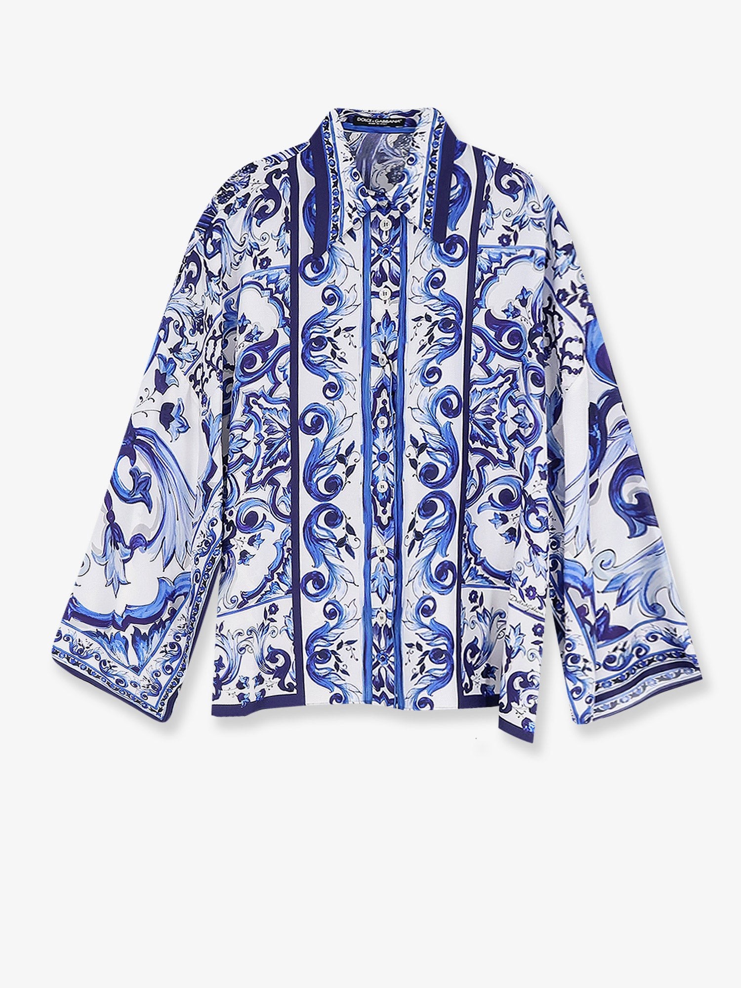 Dolce & Gabbana Silk Shirt With Maiolica Print