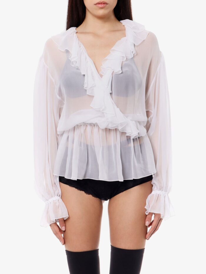 Dolce & Gabbana Silk Shirt With Rouches