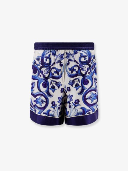 Dolce & Gabbana Silk Shorts With Maiolica Print