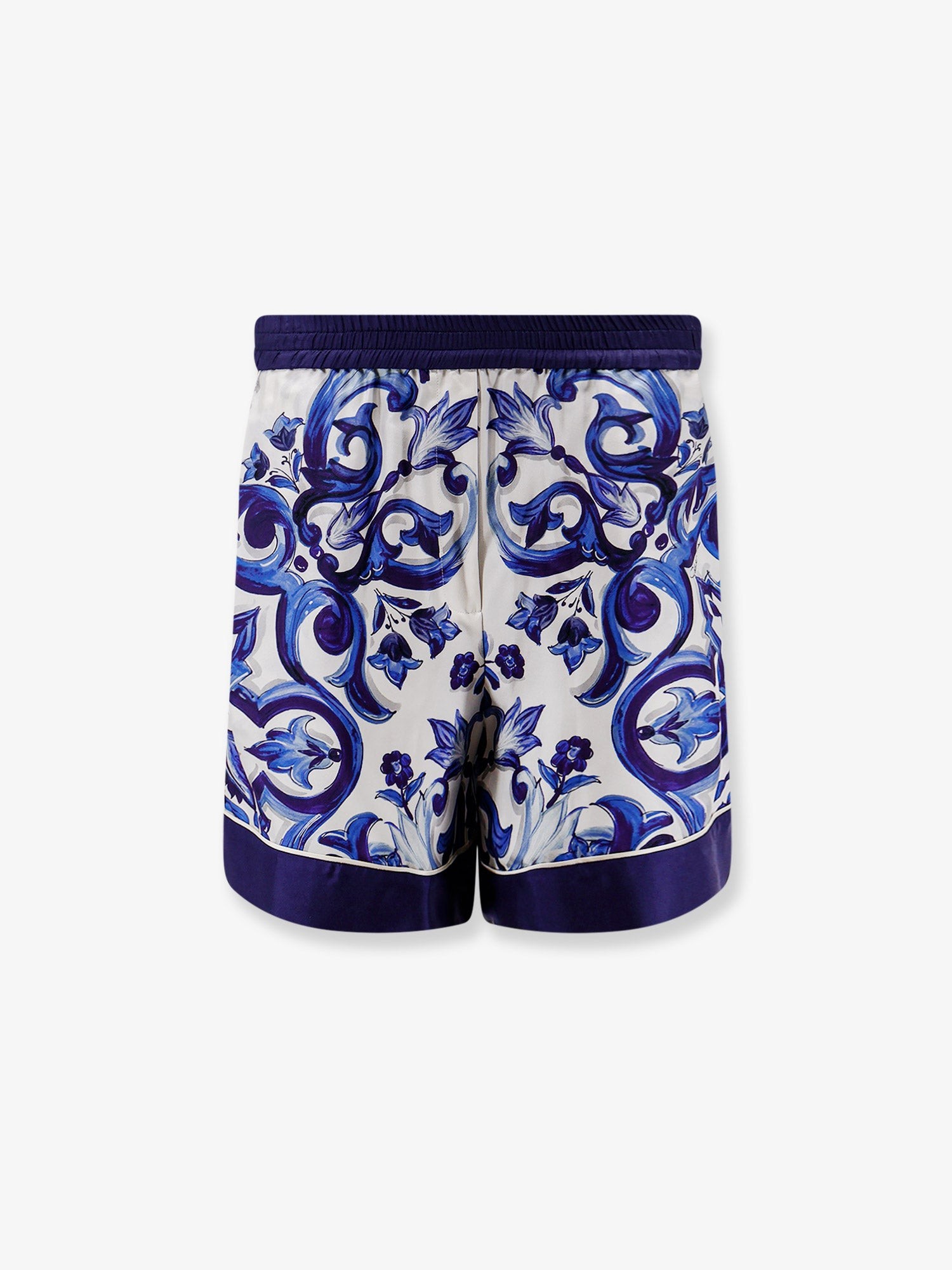 Dolce & Gabbana Silk Shorts With Maiolica Print