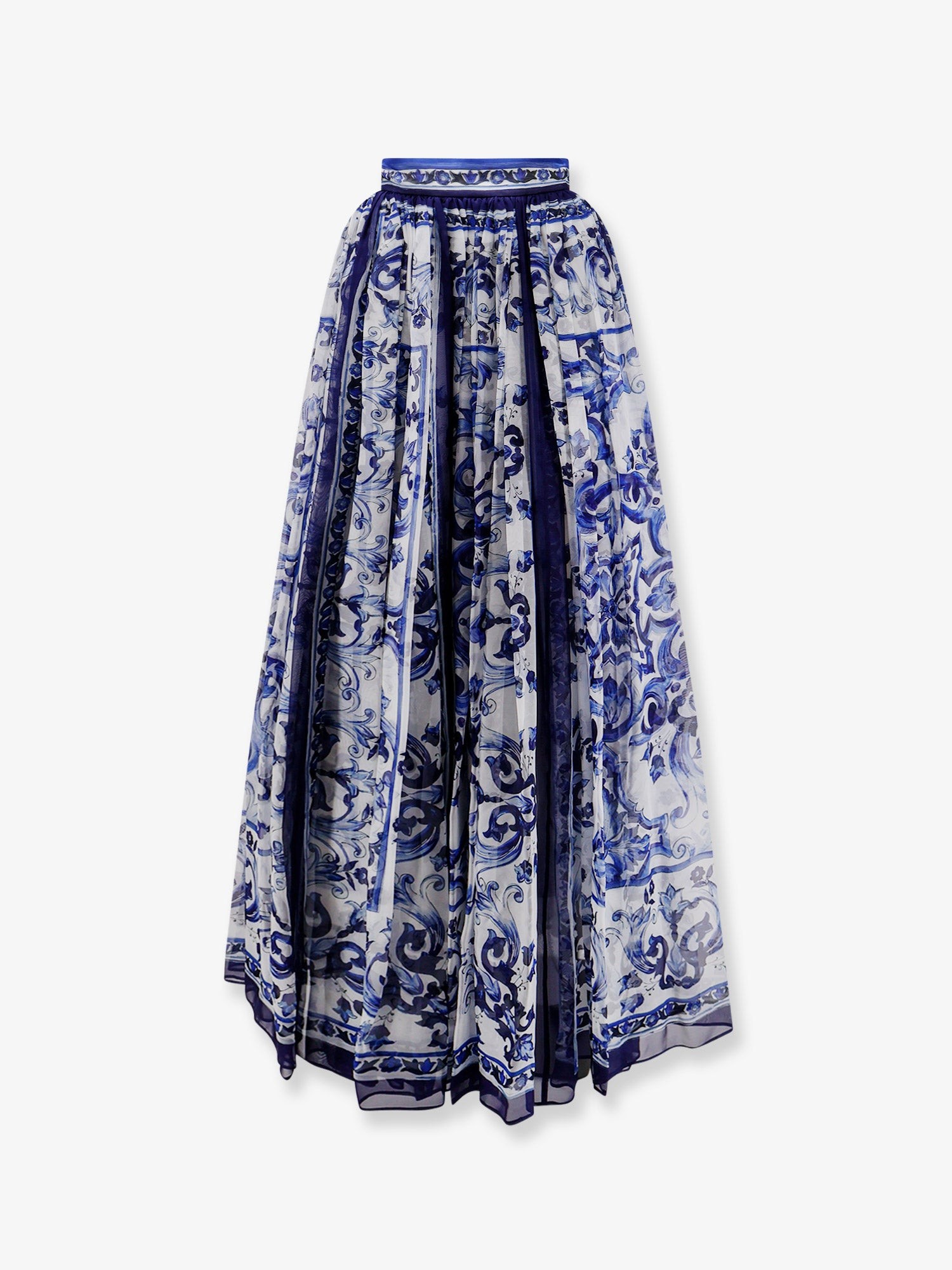 Dolce & Gabbana Silk Skirt With Maiolica Print