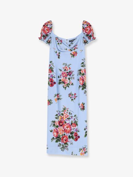 Dolce & Gabbana Silk Stretch Dress With Mazzo Di Fiori Print