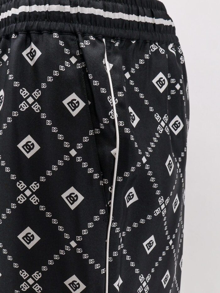 Dolce & Gabbana Silk Trousers With All-over Logo Print