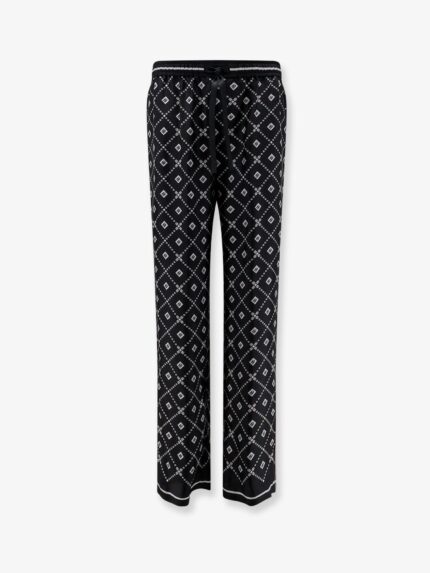 Dolce & Gabbana Silk Trousers With All-over Logo Print