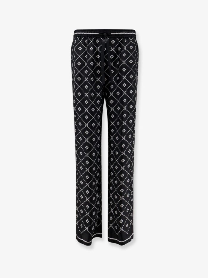 Dolce & Gabbana Silk Trousers With All-over Logo Print