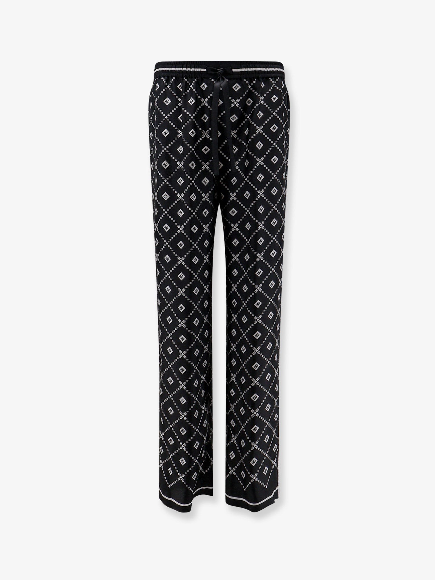 Dolce & Gabbana Silk Trousers With All-over Logo Print