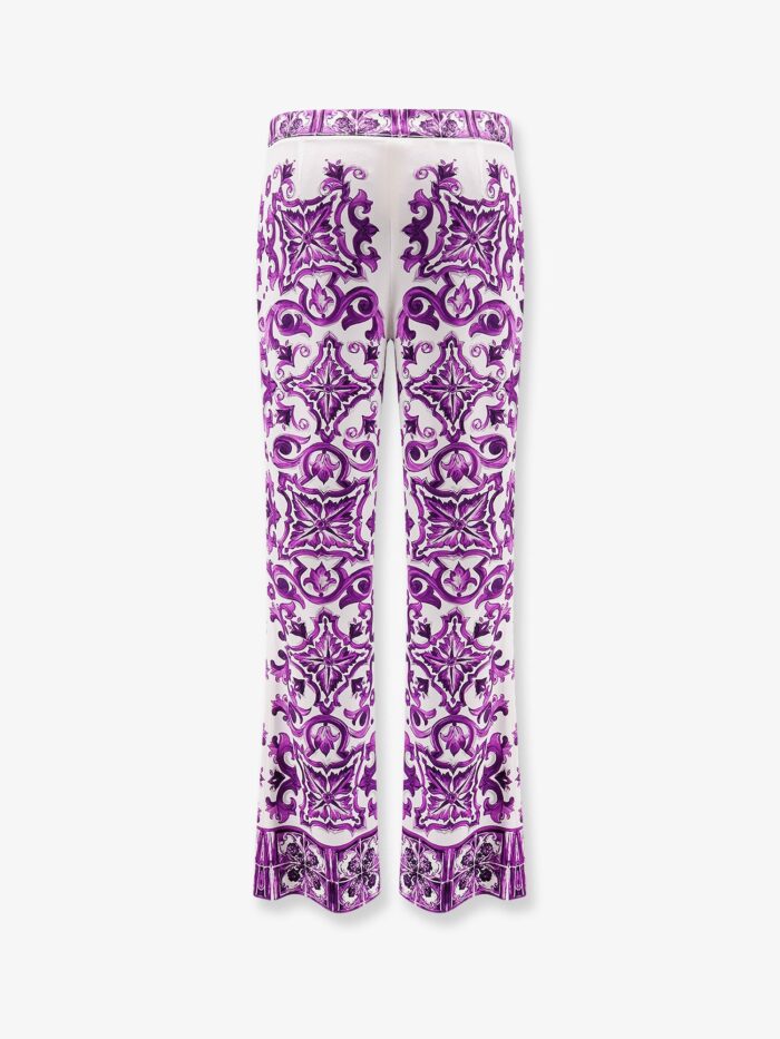 Dolce & Gabbana Silk Trousers With Maiolica Print