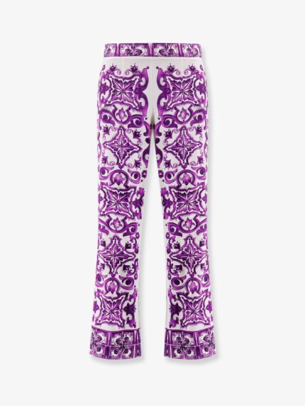 Dolce & Gabbana Silk Trousers With Maiolica Print