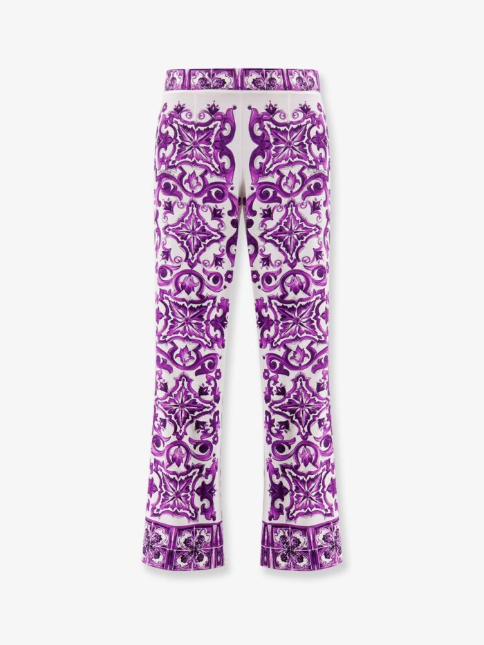 Dolce & Gabbana Silk Trousers With Maiolica Print