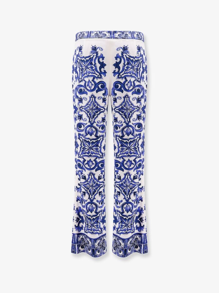 Dolce & Gabbana Silk Trousers With Majolica Print