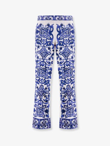 Dolce & Gabbana Silk Trousers With Majolica Print