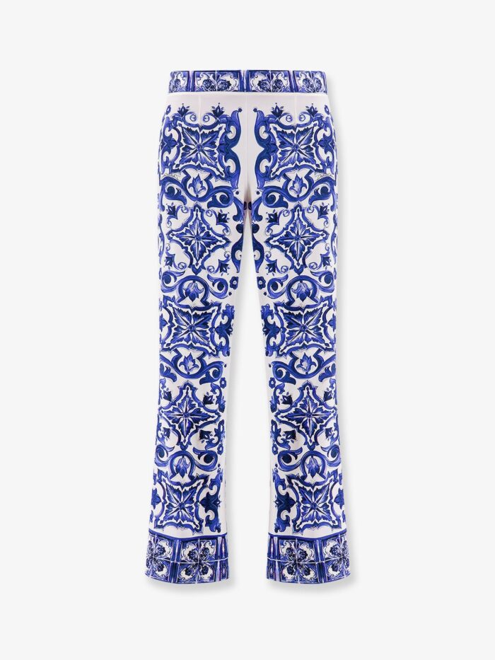 Dolce & Gabbana Silk Trousers With Majolica Print