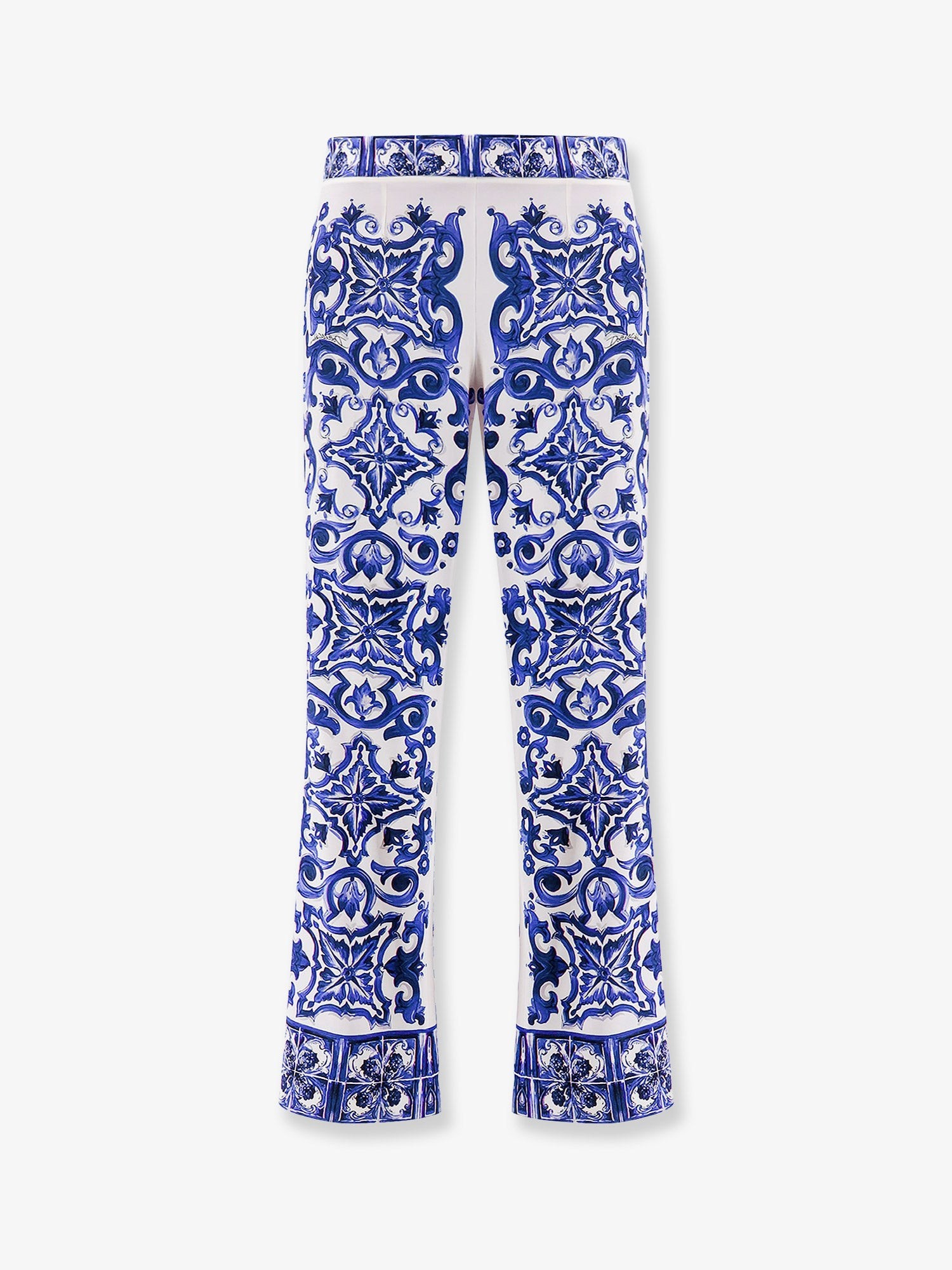 Dolce & Gabbana Silk Trousers With Majolica Print
