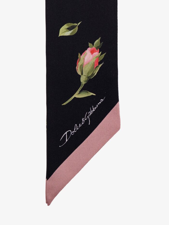 Dolce & Gabbana Silk Twill Bandeau With Bouquet Rose Print