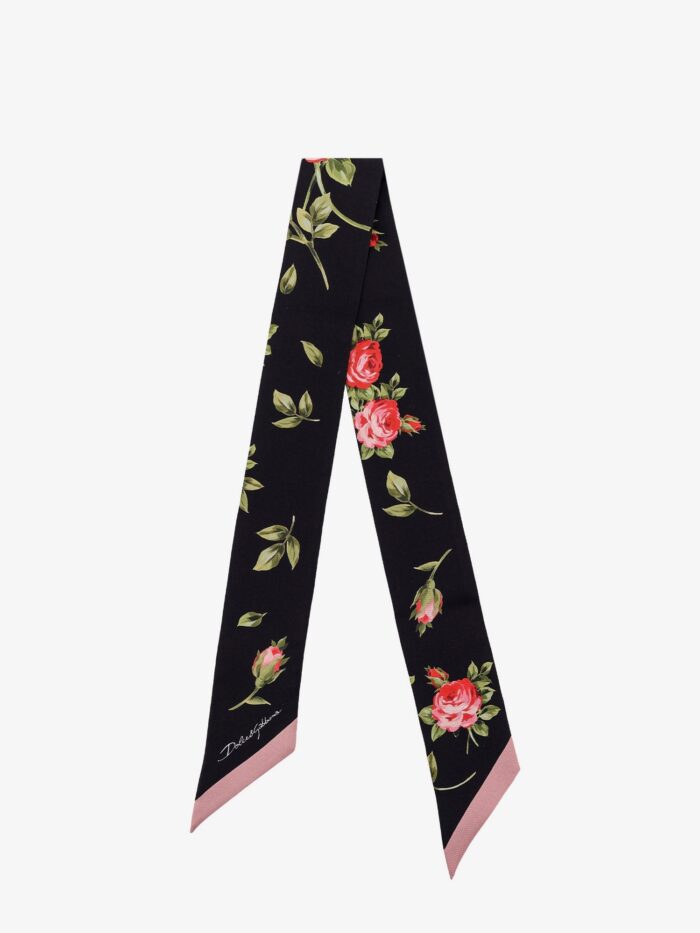 Dolce & Gabbana Silk Twill Bandeau With Bouquet Rose Print