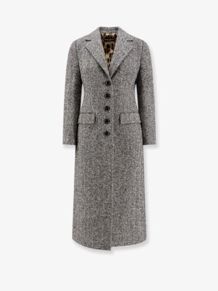 Dolce & Gabbana Single-breasted Wool Chevron Coat