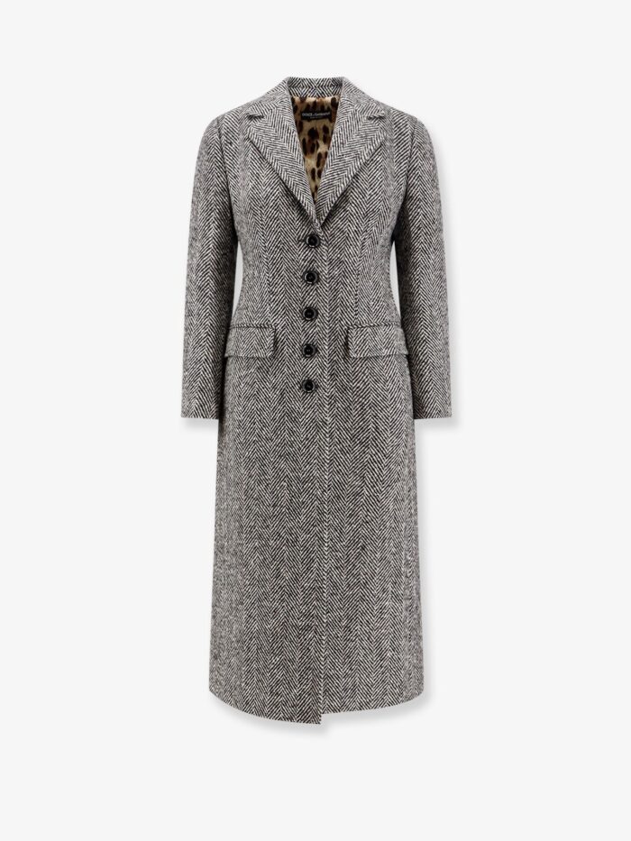 Dolce & Gabbana Single-breasted Wool Chevron Coat