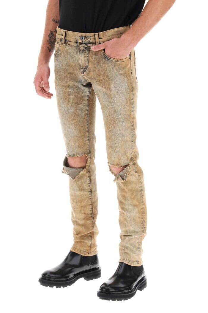 Dolce & Gabbana Skinny Jeans In Overdyed Denim