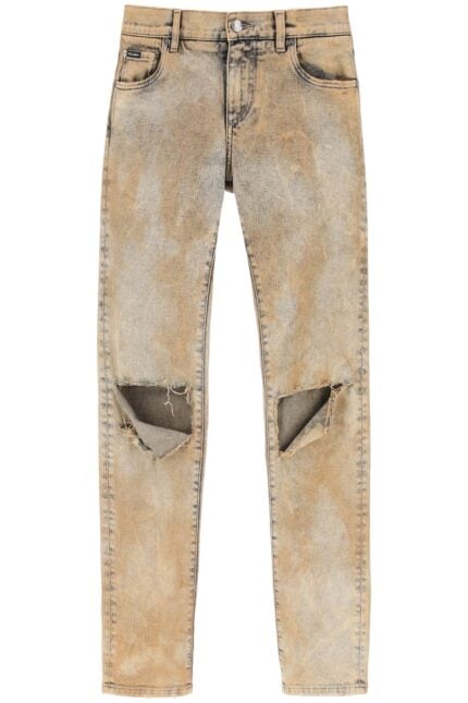 Dolce & Gabbana Skinny Jeans In Overdyed Denim