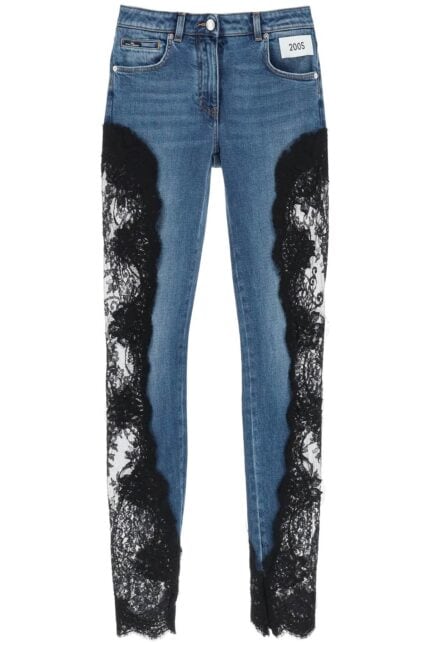 DOLCE & GABBANA Slim Fit Jeans With Lace Inserts