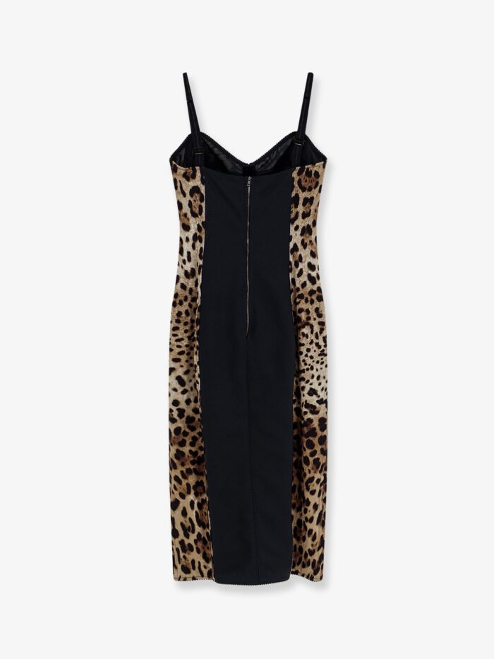 Dolce & Gabbana Stretch Fabric Long Dress With Animal Print