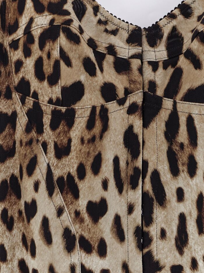 Dolce & Gabbana Stretch Fabric Long Dress With Animal Print