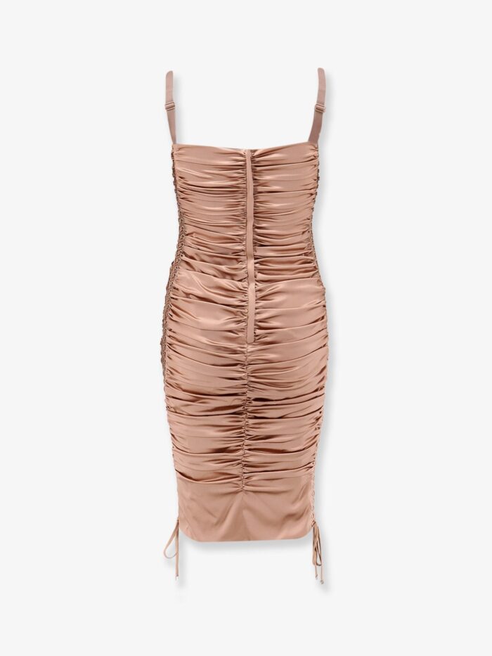 Dolce & Gabbana Stretch Silk Dress With Lateral Drawstring