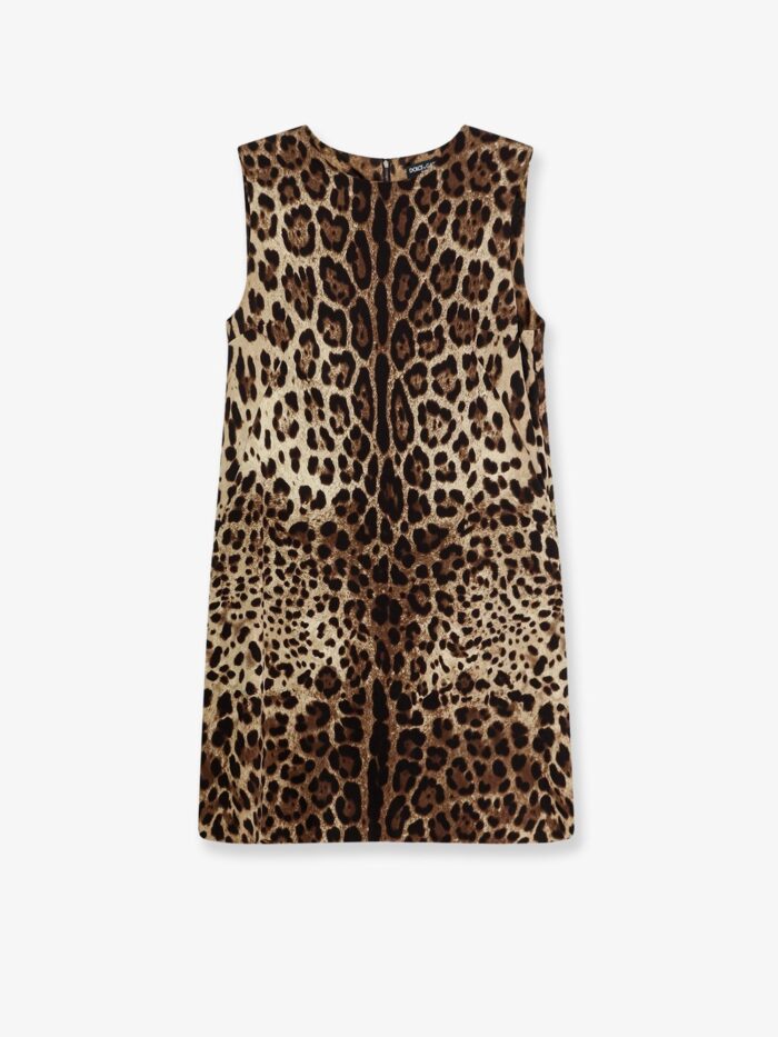 Dolce & Gabbana Stretch Silk Dress With Leopard Print