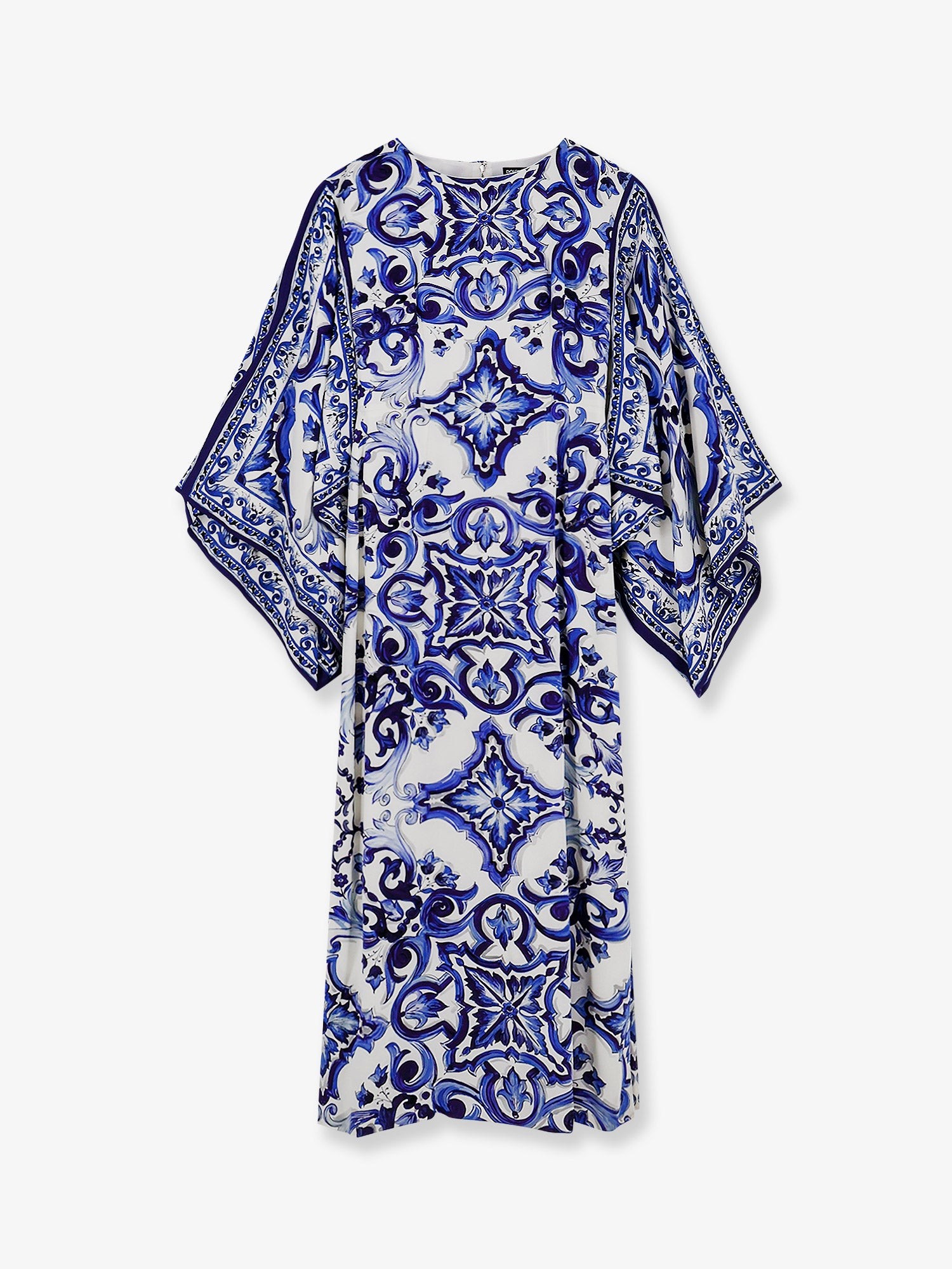 Dolce & Gabbana Stretch Silk Long Dress With Maiolica Print