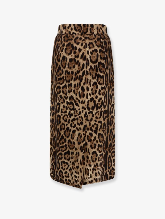 Dolce & Gabbana Stretch Viscose Longuette Skirt With Animal Print