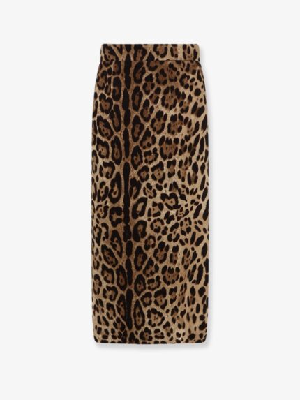 Dolce & Gabbana Stretch Viscose Longuette Skirt With Animal Print