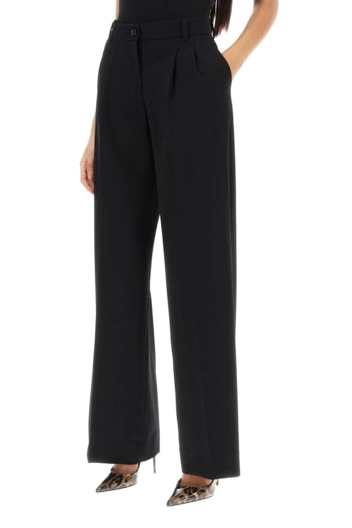 DOLCE & GABBANA Stretch Wool Wide Leg Trousers