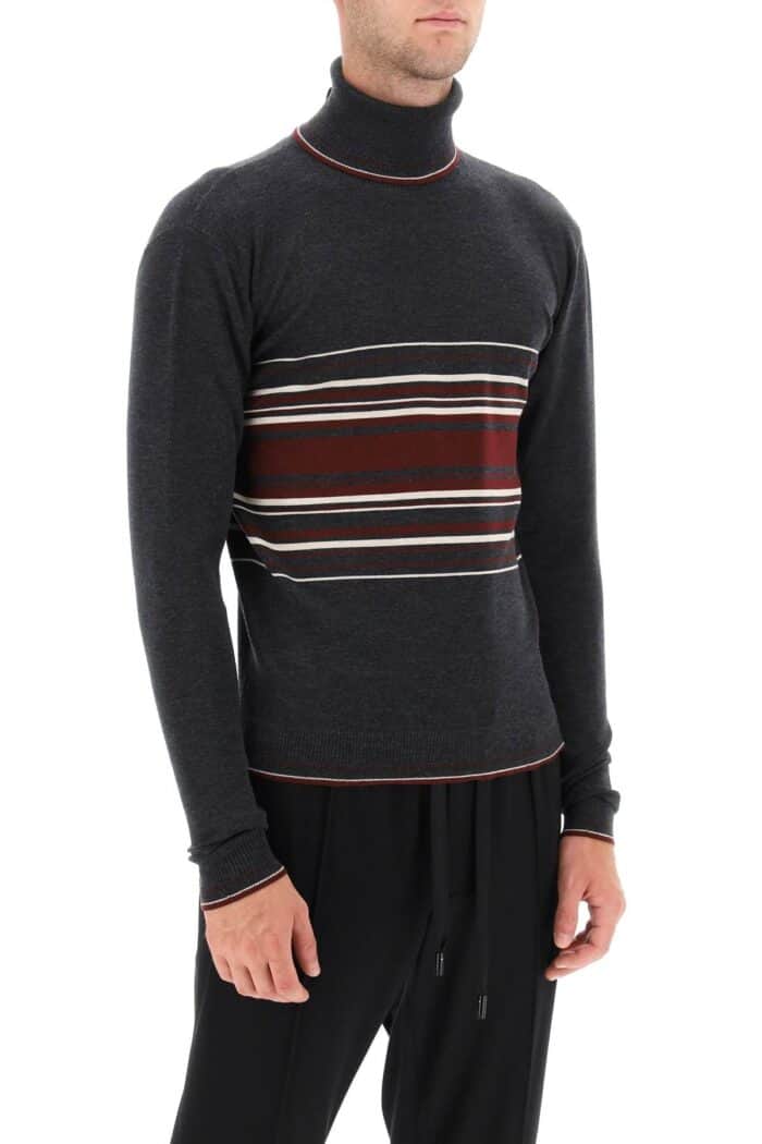 Dolce & Gabbana Striped Wool Turtleneck Sweater