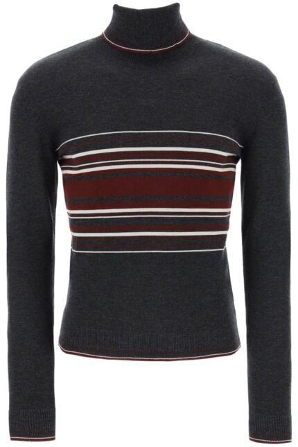 Dolce & Gabbana Striped Wool Turtleneck Sweater