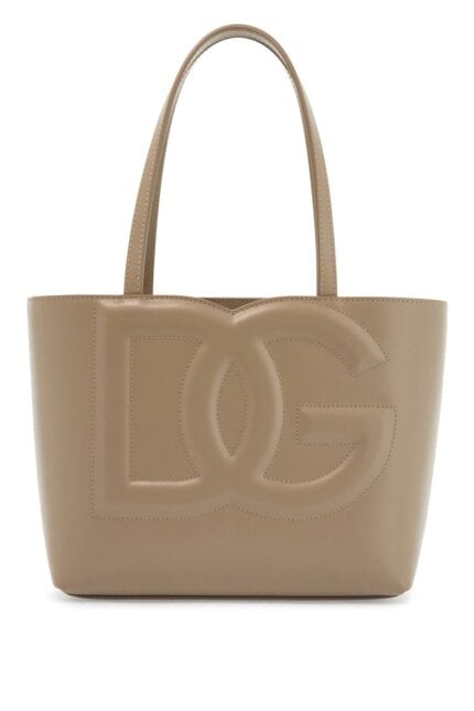 DOLCE & GABBANA Structured Shopping Bag In Taupe Smooth Calfskin