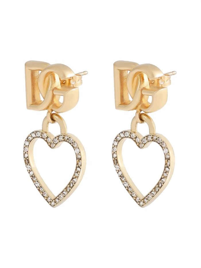 Dolce & Gabbana STUD EARRINGS WITH HEARTS AND LOGO