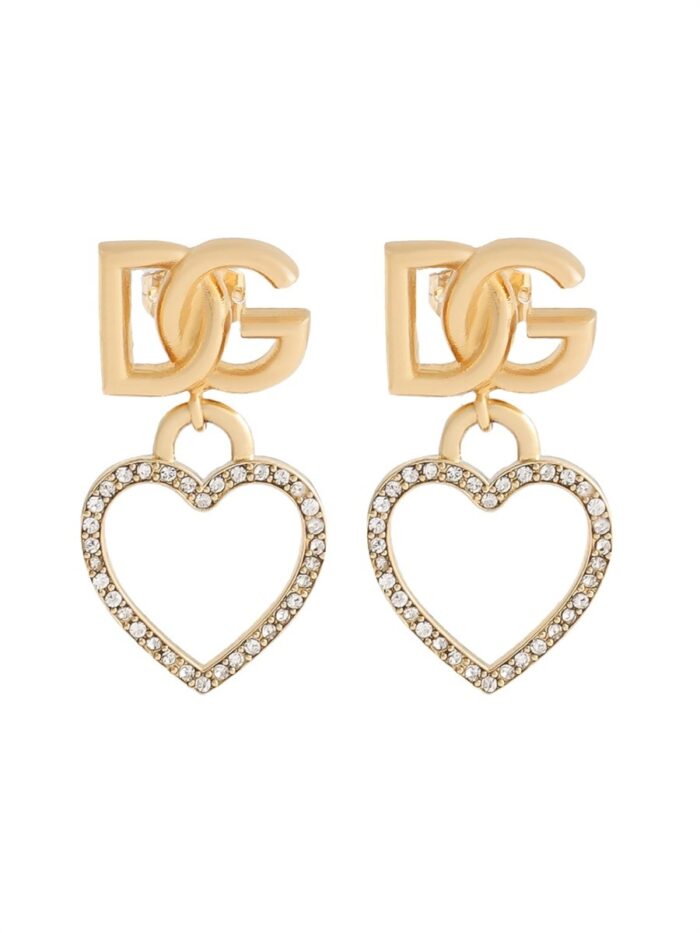 Dolce & Gabbana STUD EARRINGS WITH HEARTS AND LOGO