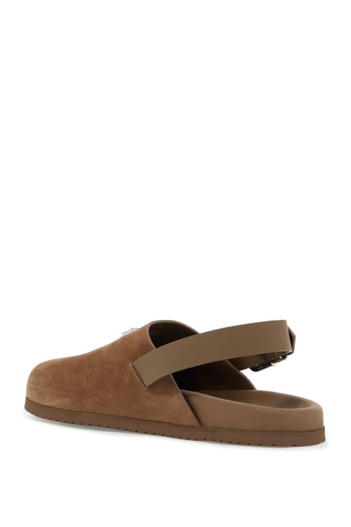 dolce & gabbana suede leather clogs with logo plate DOLCE & GABBANA Suede Leather Clogs With Logo Plate