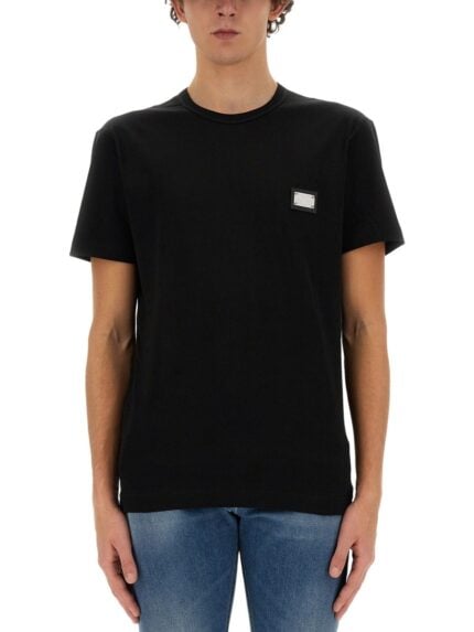 Dolce & Gabbana T-SHIRT CON PLACCA LOGATA