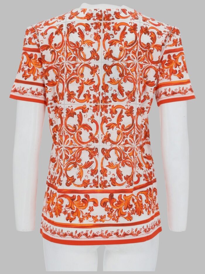 Dolce & Gabbana T-SHIRT IN JERSEY STAMPA MAIOLICA