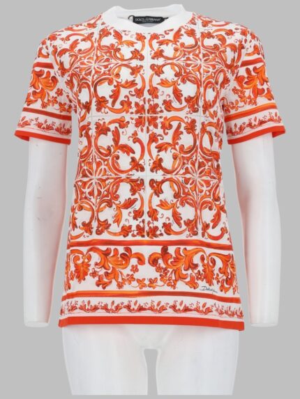 Dolce & Gabbana T-SHIRT IN JERSEY STAMPA MAIOLICA