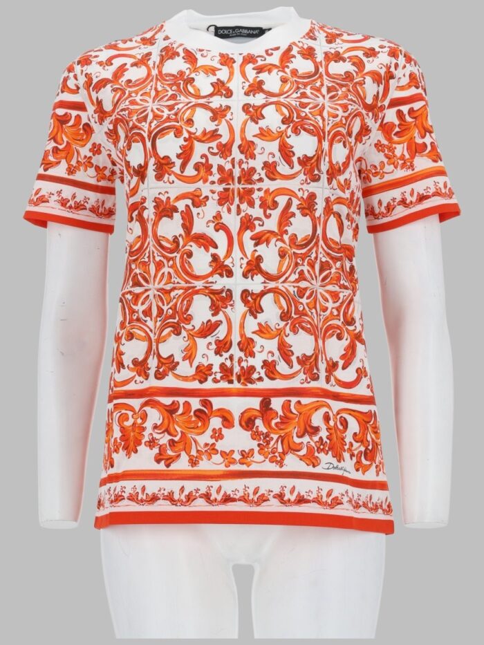 dolce & gabbana t shirt in jersey stampa maiolica Dolce & Gabbana T-SHIRT IN JERSEY STAMPA MAIOLICA