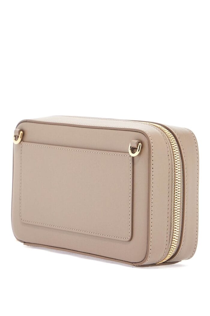 DOLCE & GABBANA Taupe Leather Shoulder Bag With Gold Zip