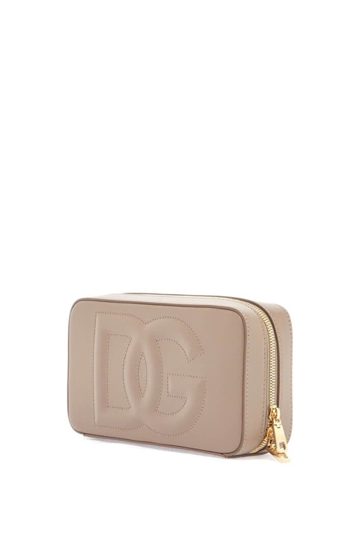 DOLCE & GABBANA Taupe Leather Shoulder Bag With Gold Zip