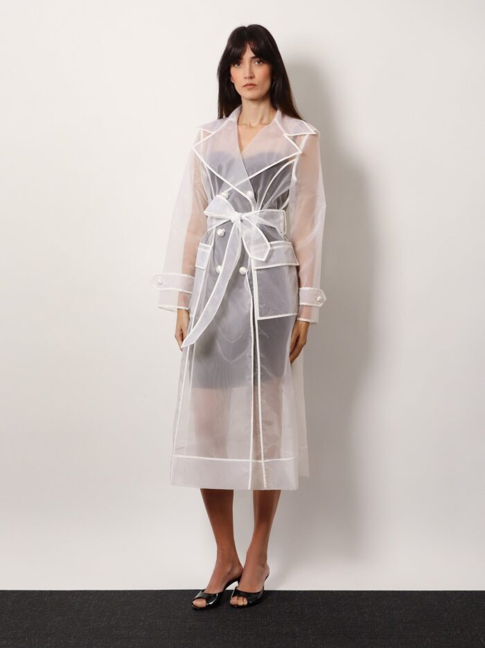 Dolce & Gabbana Technical Organza Trench Coat With Georgette Trims