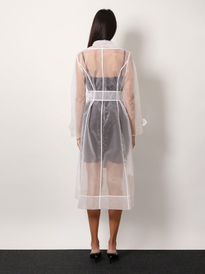 Dolce & Gabbana Technical Organza Trench Coat With Georgette Trims