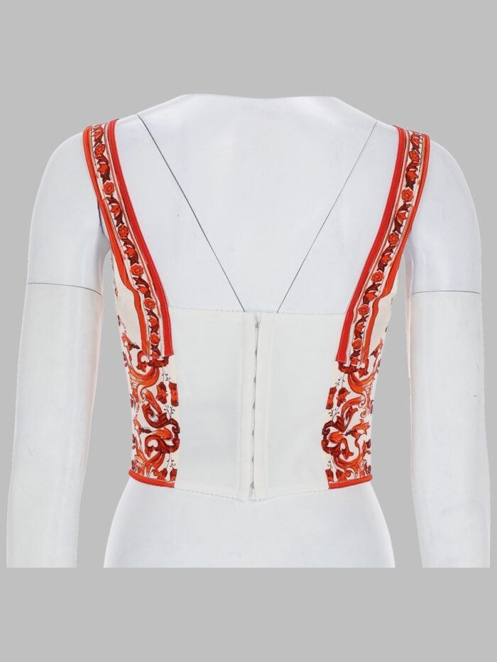 Dolce & Gabbana TOP BUSTIER IN CHARMEUSE STAMPA MAIOLICA