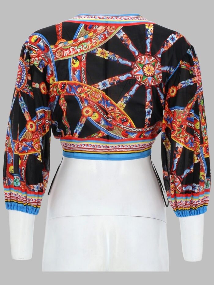 Dolce & Gabbana TOP IN BATISTA STAMPA CARRETTO